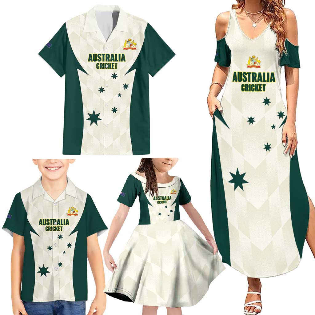 Australia Cricket Custom Family Matching Summer Maxi Dress and Hawaiian Shirt Go Aussie Test Dynamic White - Aussie Hoodie