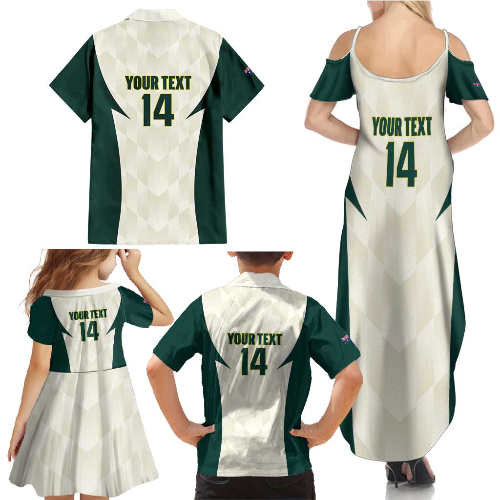 Australia Cricket Custom Family Matching Summer Maxi Dress and Hawaiian Shirt Go Aussie Test Dynamic White - Aussie Hoodie