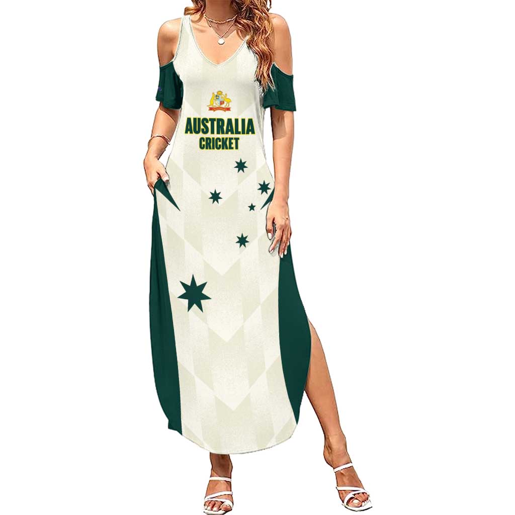 Australia Cricket Custom Family Matching Summer Maxi Dress and Hawaiian Shirt Go Aussie Test Dynamic White - Aussie Hoodie