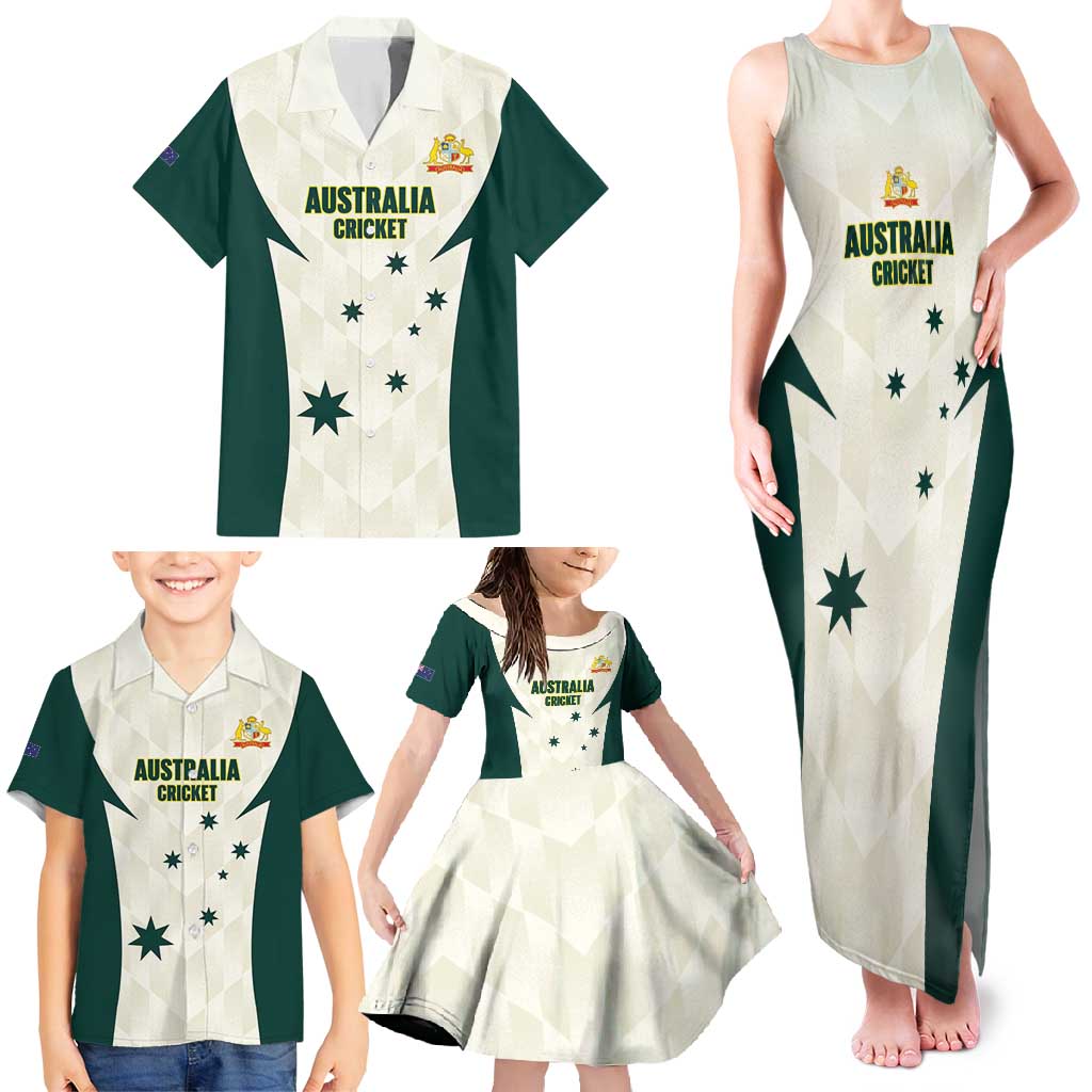 Australia Cricket Custom Family Matching Tank Maxi Dress and Hawaiian Shirt Go Aussie Test Dynamic White - Aussie Hoodie