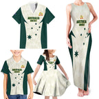 Australia Cricket Custom Family Matching Tank Maxi Dress and Hawaiian Shirt Go Aussie Test Dynamic White - Aussie Hoodie