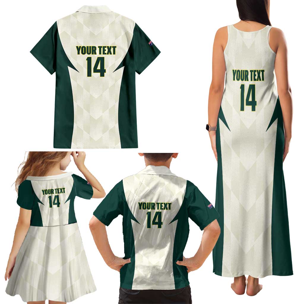 Australia Cricket Custom Family Matching Tank Maxi Dress and Hawaiian Shirt Go Aussie Test Dynamic White - Aussie Hoodie