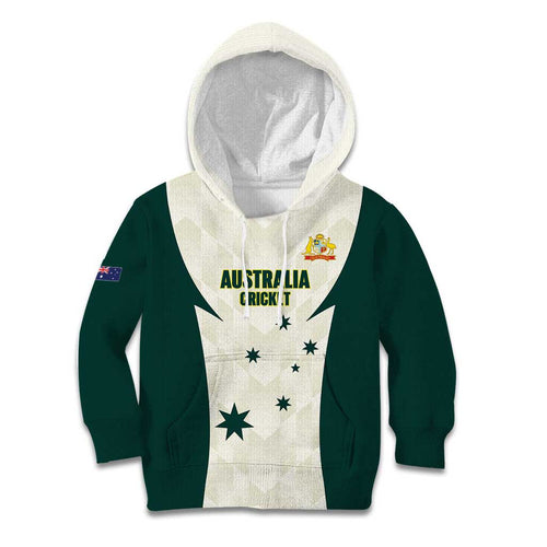 Australia Cricket Custom Kid Hoodie Go Aussie Test Dynamic White - Aussie Hoodie
