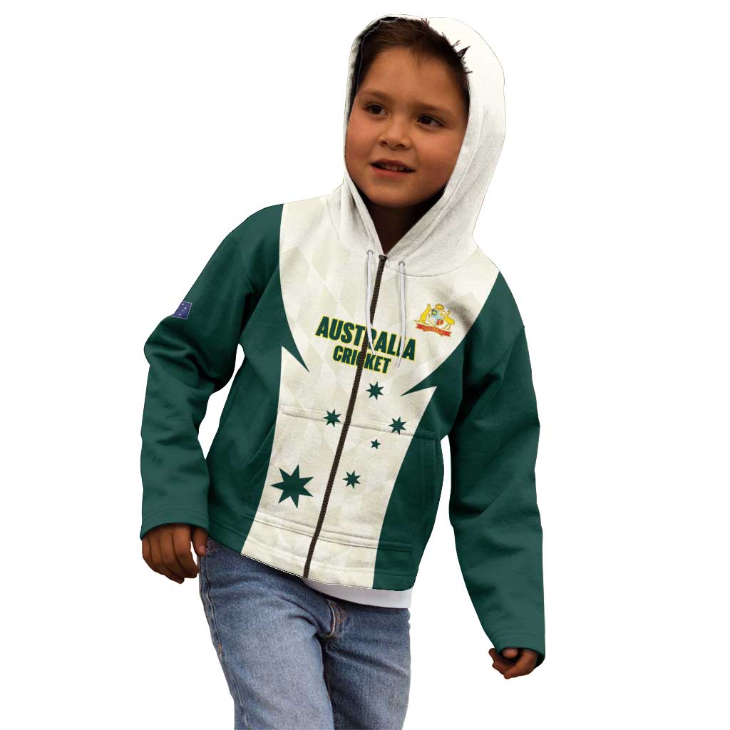Australia Cricket Custom Kid Hoodie Go Aussie Test Dynamic White - Aussie Hoodie