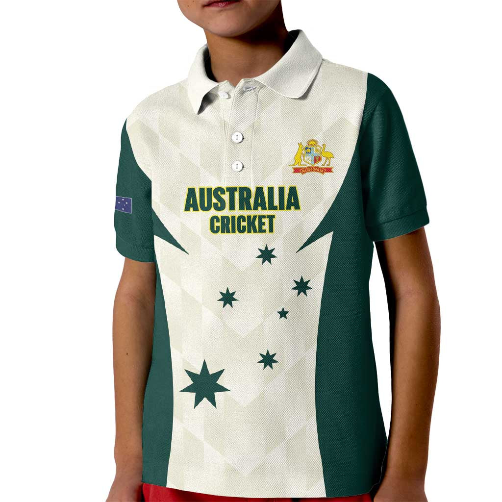 Australia Cricket Custom Kid Polo Shirt Go Aussie Test Dynamic White - Aussie Hoodie