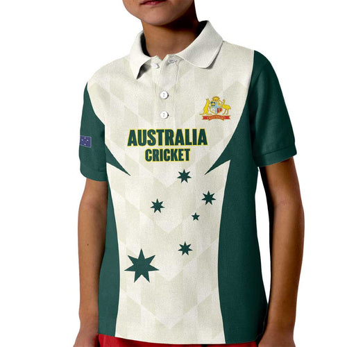 Australia Cricket Custom Kid Polo Shirt Go Aussie Test Dynamic White - Aussie Hoodie
