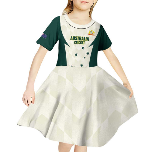 Australia Cricket Custom Kid Short Sleeve Dress Go Aussie Test Dynamic White - Aussie Hoodie