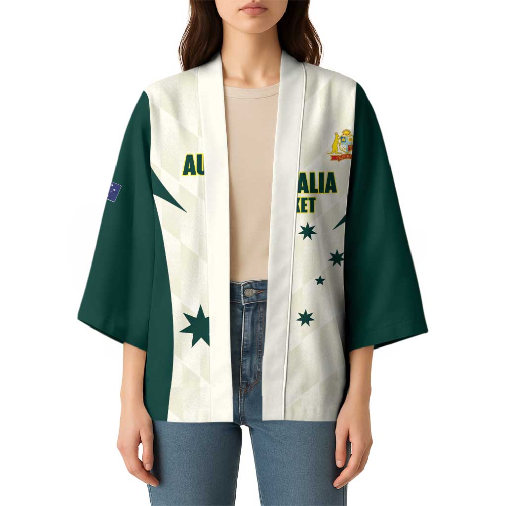 Australia Cricket Custom Kimono Go Aussie Test Dynamic White - Aussie Hoodie