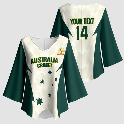 Australia Cricket Custom Kimono Sleeve Blouse Go Aussie Test Dynamic White - Aussie Hoodie