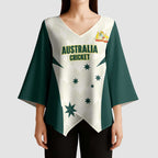 Australia Cricket Custom Kimono Sleeve Blouse Go Aussie Test Dynamic White - Aussie Hoodie