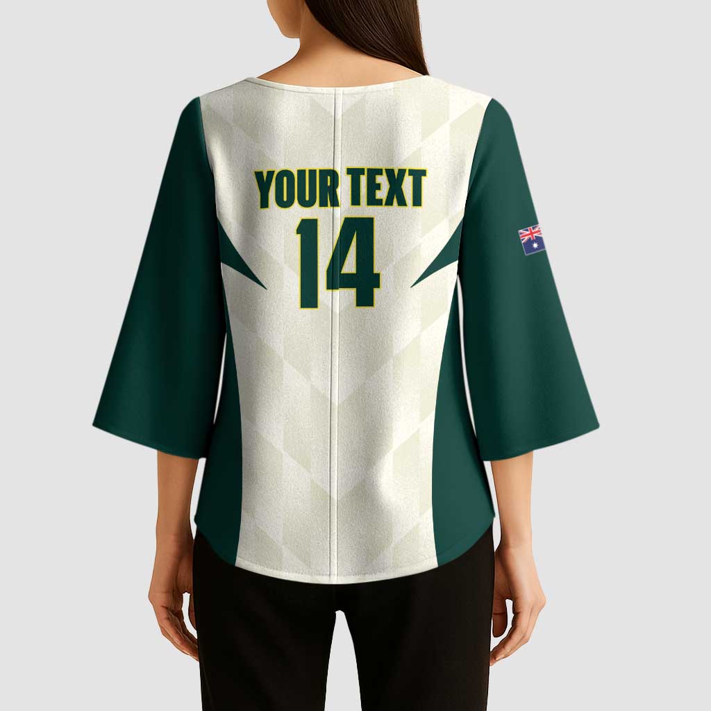 Australia Cricket Custom Kimono Sleeve Blouse Go Aussie Test Dynamic White - Aussie Hoodie