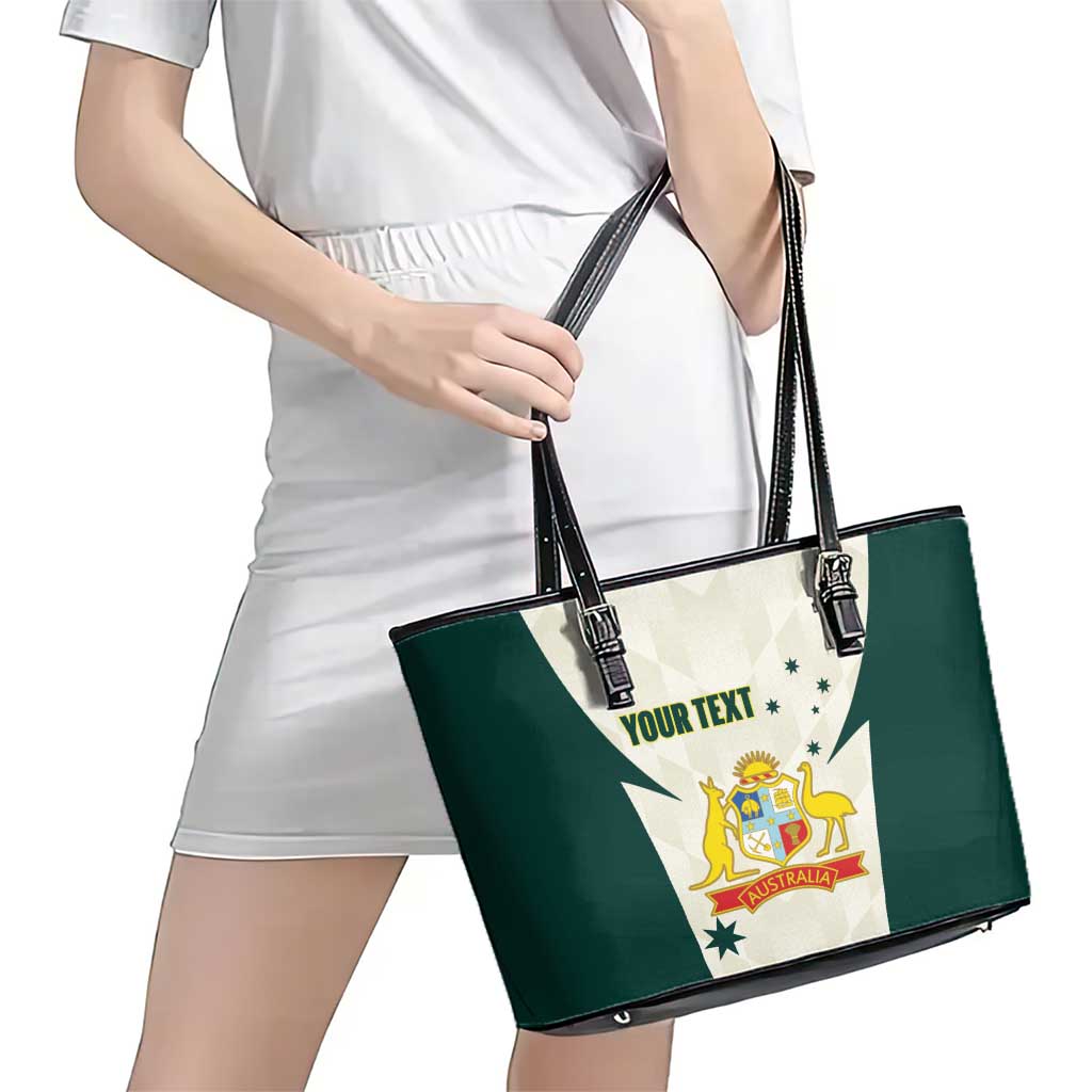 Australia Cricket Custom Leather Tote Bag Go Aussie Test Dynamic White - Aussie Hoodie
