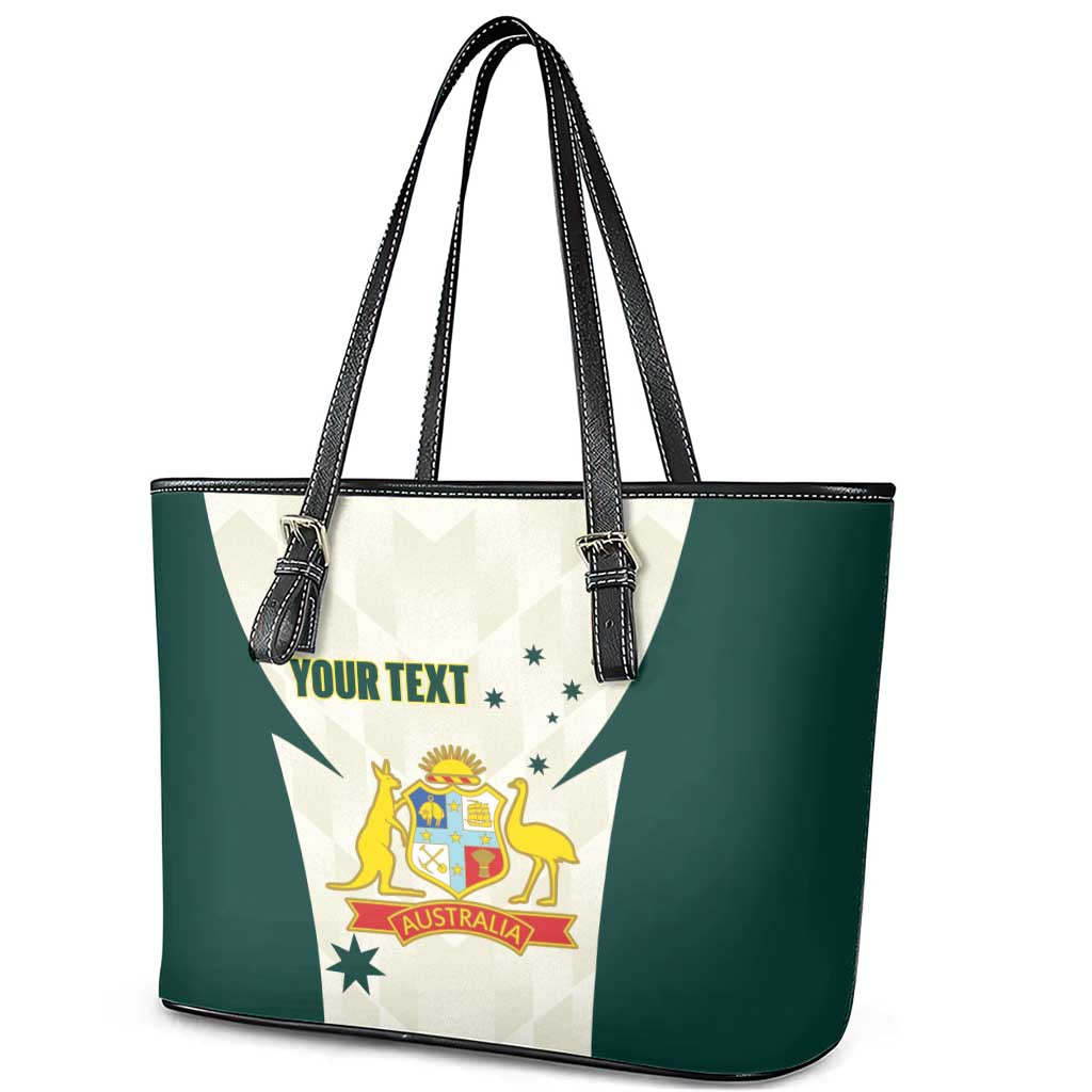 Australia Cricket Custom Leather Tote Bag Go Aussie Test Dynamic White - Aussie Hoodie