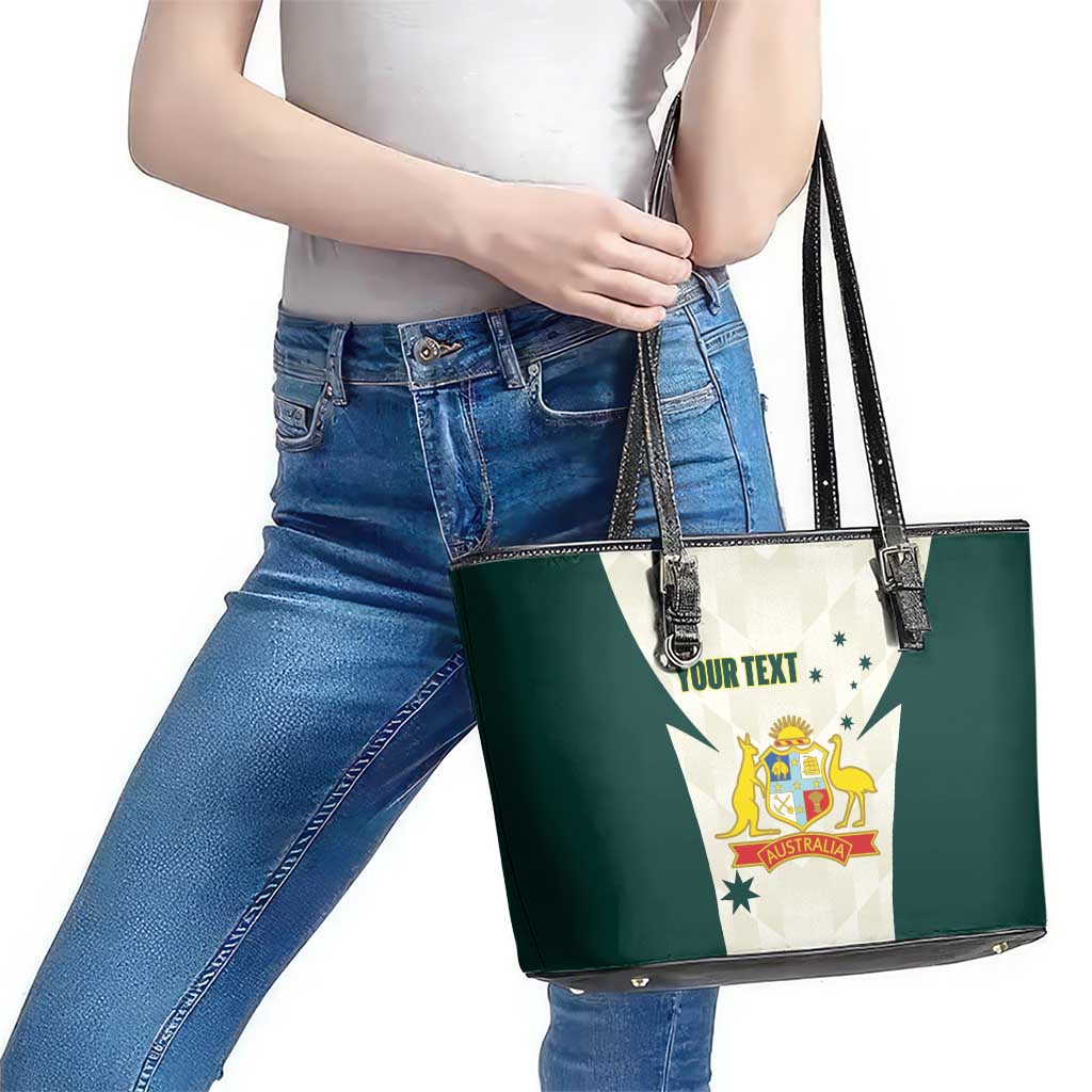 Australia Cricket Custom Leather Tote Bag Go Aussie Test Dynamic White - Aussie Hoodie
