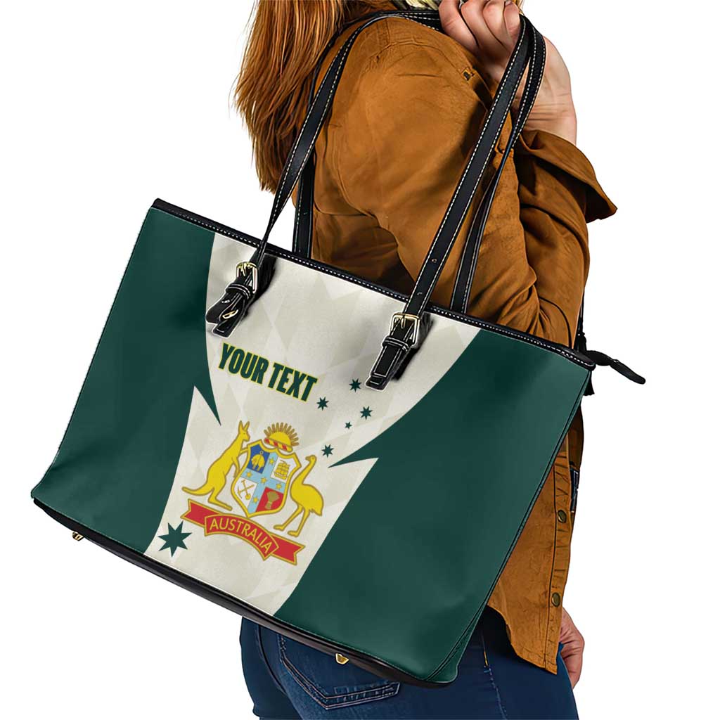 Australia Cricket Custom Leather Tote Bag Go Aussie Test Dynamic White - Aussie Hoodie