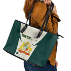Australia Cricket Custom Leather Tote Bag Go Aussie Test Dynamic White - Aussie Hoodie