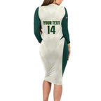 Australia Cricket Custom Long Sleeve Bodycon Dress Go Aussie Test Dynamic White - Aussie Hoodie