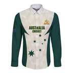 Australia Cricket Custom Long Sleeve Button Shirt Go Aussie Test Dynamic White - Aussie Hoodie