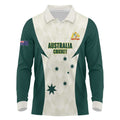 Australia Cricket Custom Long Sleeve Polo Shirt Go Aussie Test Dynamic White - Aussie Hoodie