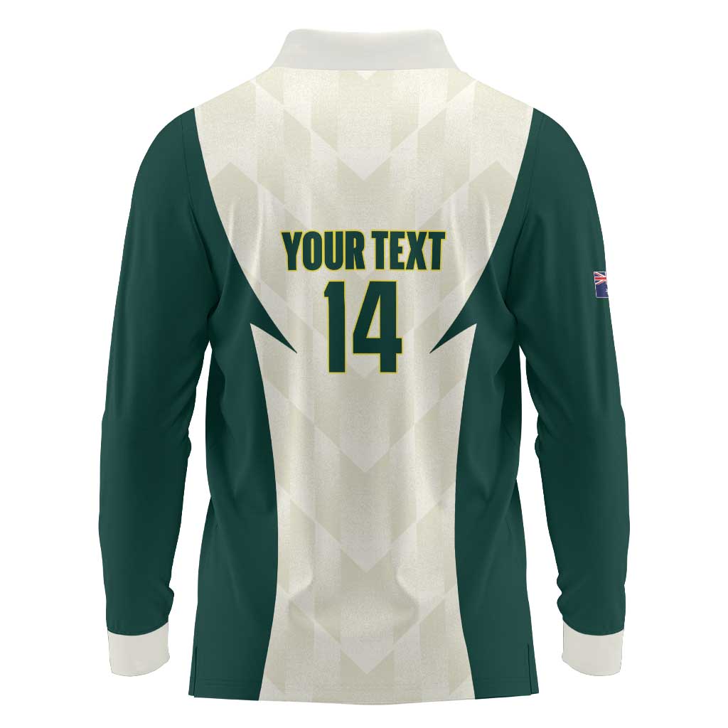 Australia Cricket Custom Long Sleeve Polo Shirt Go Aussie Test Dynamic White - Aussie Hoodie