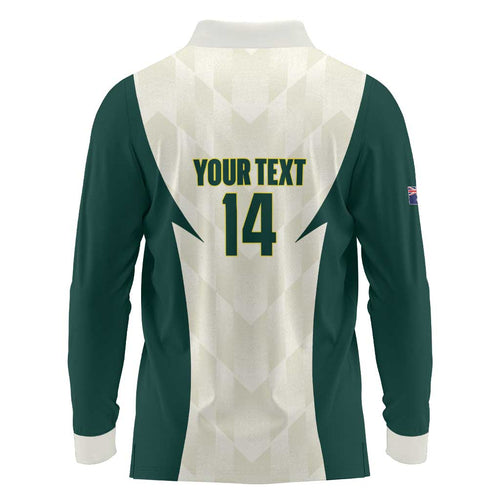 Australia Cricket Custom Long Sleeve Polo Shirt Go Aussie Test Dynamic White - Aussie Hoodie