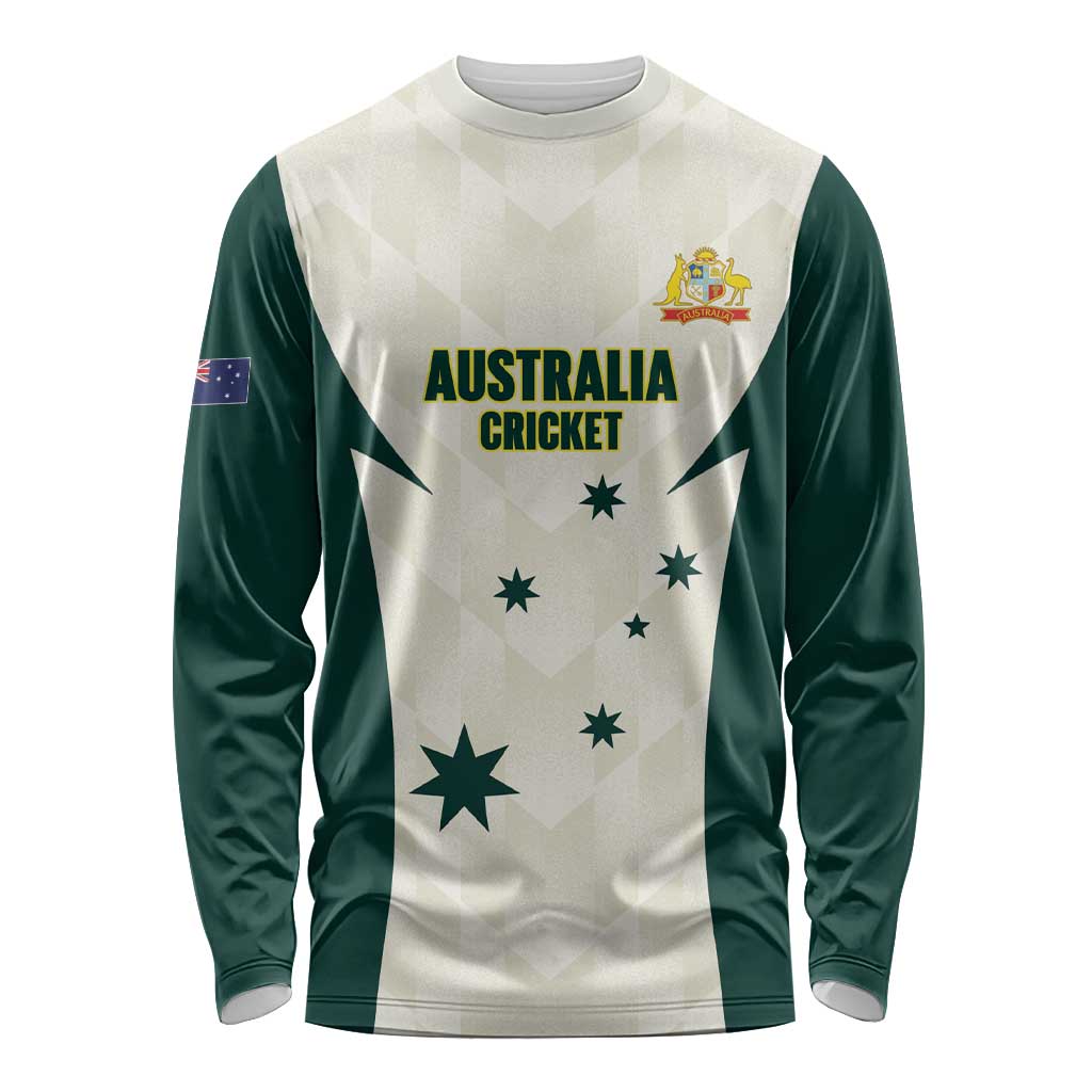 Australia Cricket Custom Long Sleeve Shirt Go Aussie Test Dynamic White - Aussie Hoodie