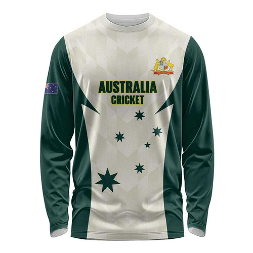 Australia Cricket Custom Long Sleeve Shirt Go Aussie Test Dynamic White - Aussie Hoodie