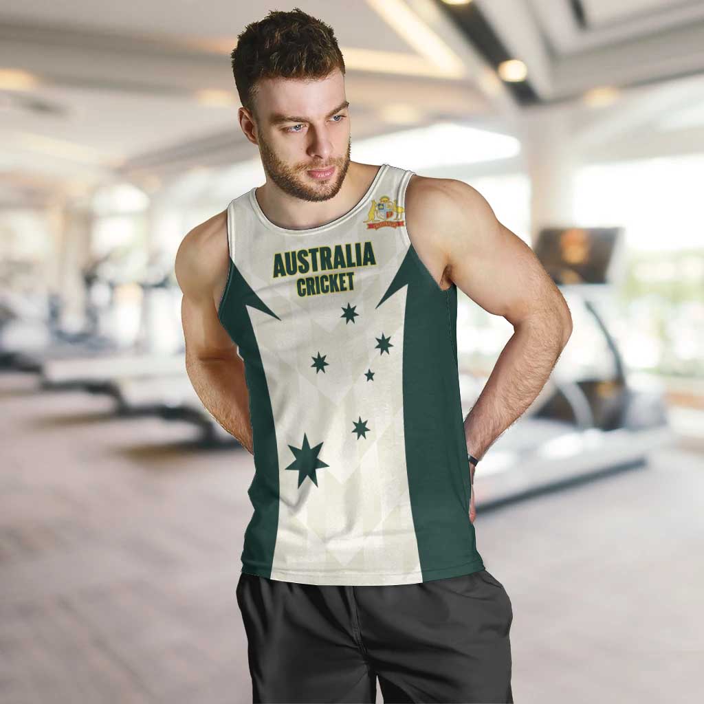 Australia Cricket Custom Men Tank Top Go Aussie Test Dynamic White - Aussie Hoodie