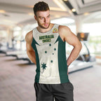 Australia Cricket Custom Men Tank Top Go Aussie Test Dynamic White - Aussie Hoodie