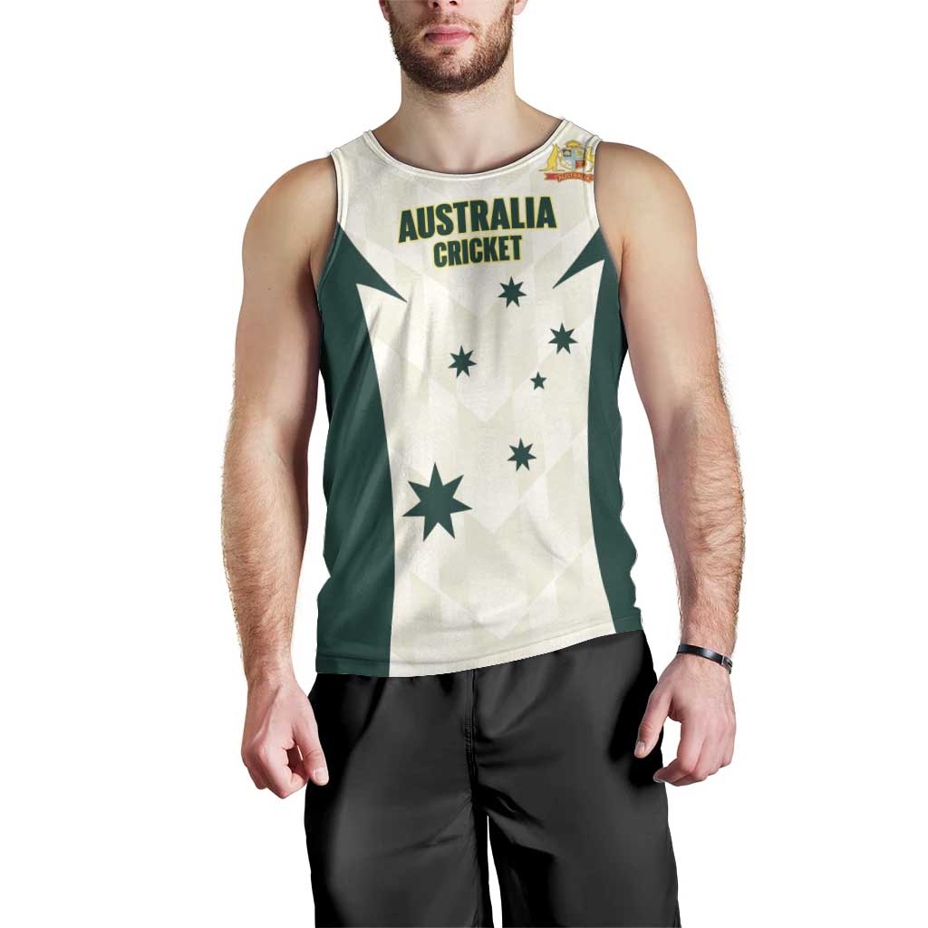 Australia Cricket Custom Men Tank Top Go Aussie Test Dynamic White - Aussie Hoodie