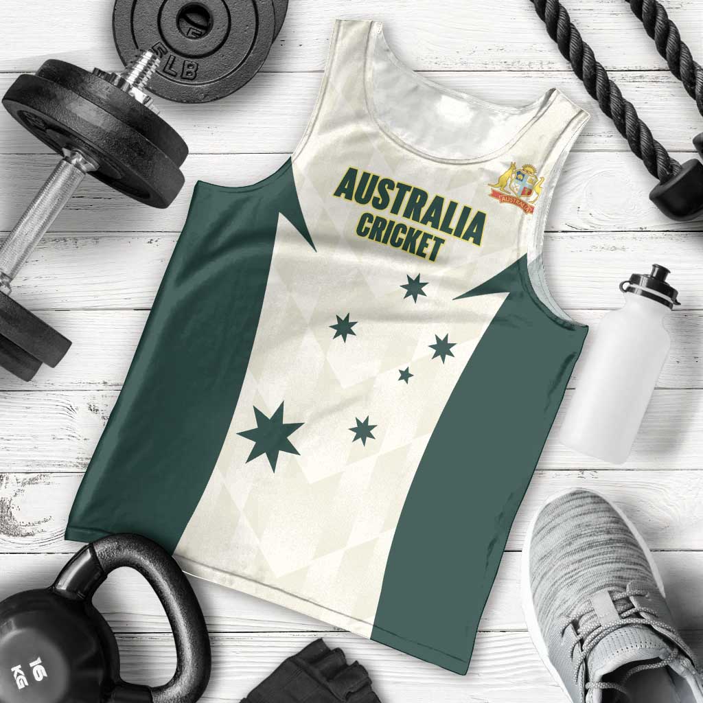 Australia Cricket Custom Men Tank Top Go Aussie Test Dynamic White - Aussie Hoodie