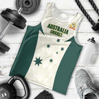 Australia Cricket Custom Men Tank Top Go Aussie Test Dynamic White - Aussie Hoodie