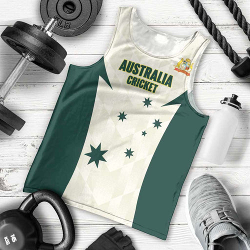 Australia Cricket Custom Men Tank Top Go Aussie Test Dynamic White - Aussie Hoodie