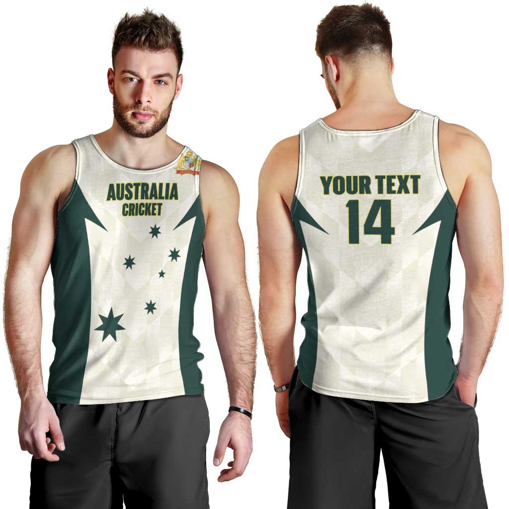 Australia Cricket Custom Men Tank Top Go Aussie Test Dynamic White - Aussie Hoodie