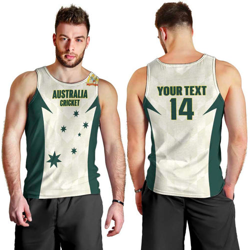 Australia Cricket Custom Men Tank Top Go Aussie Test Dynamic White - Aussie Hoodie