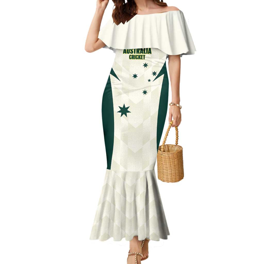 Australia Cricket Custom Mermaid Dress Go Aussie Test Dynamic White - Aussie Hoodie