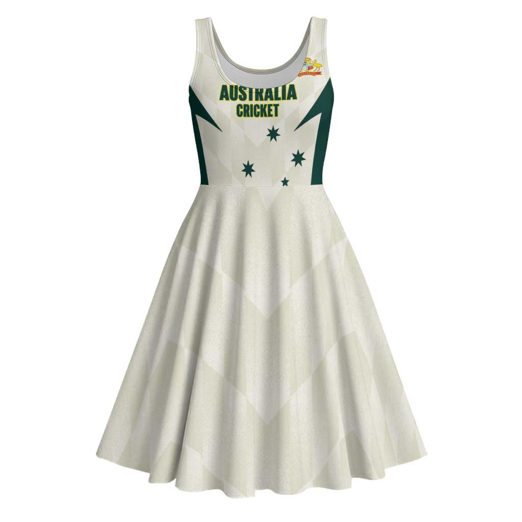 Australia Cricket Custom Midi Dress Go Aussie Test Dynamic White - Aussie Hoodie
