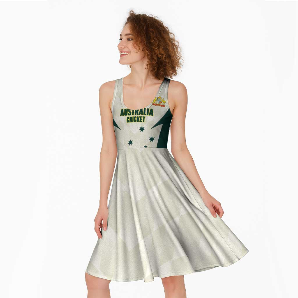Australia Cricket Custom Midi Dress Go Aussie Test Dynamic White - Aussie Hoodie