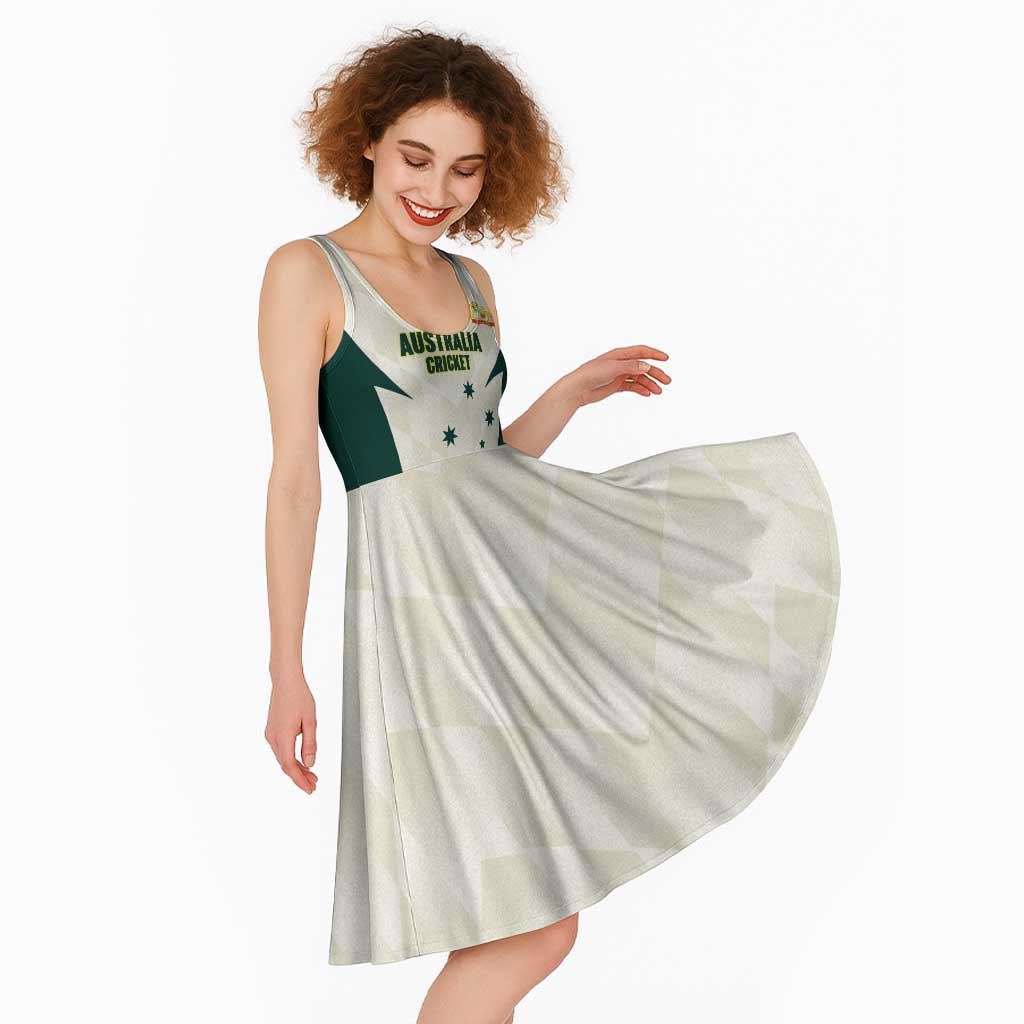 Australia Cricket Custom Midi Dress Go Aussie Test Dynamic White - Aussie Hoodie