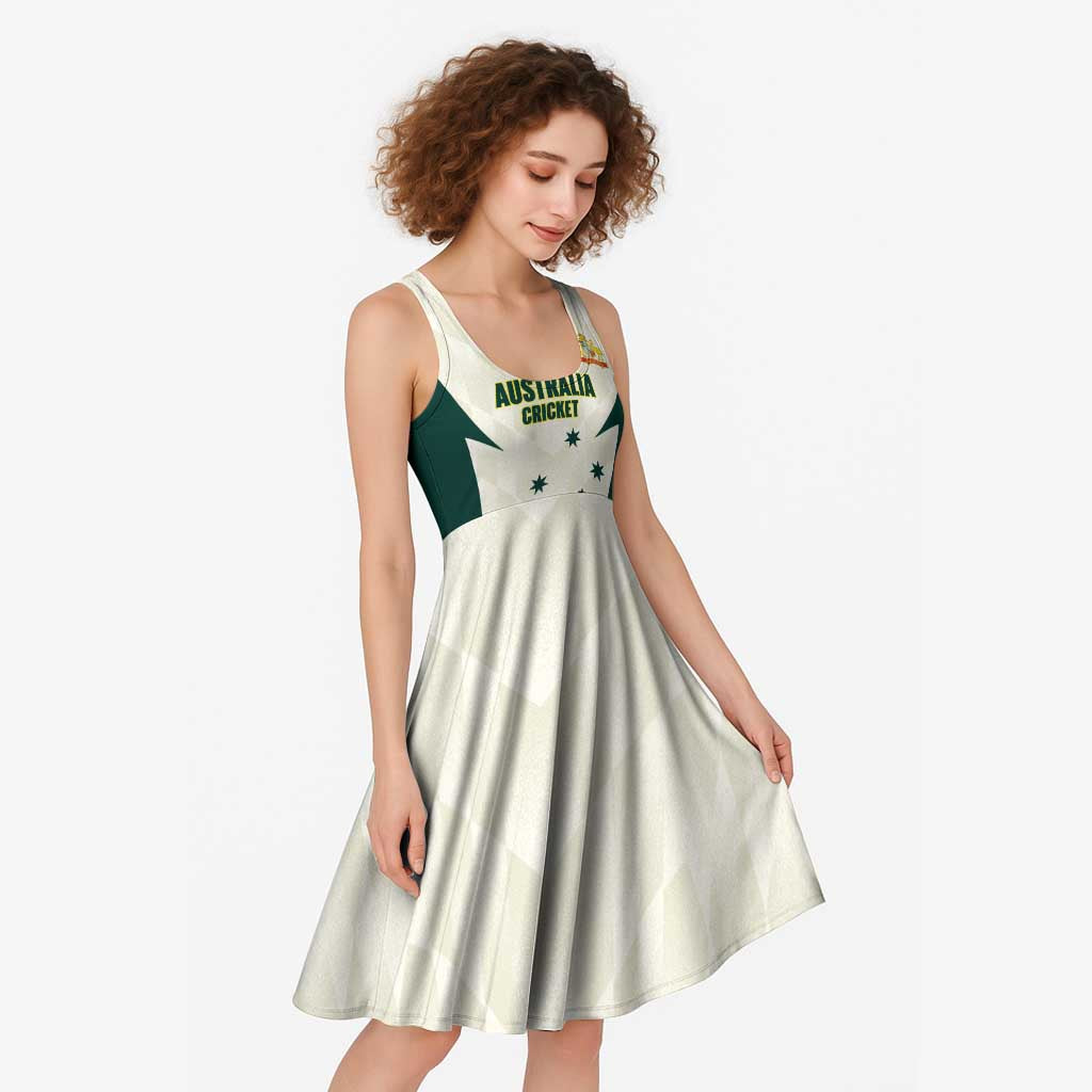 Australia Cricket Custom Midi Dress Go Aussie Test Dynamic White - Aussie Hoodie