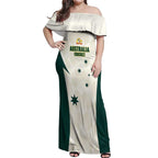 Australia Cricket Custom Off Shoulder Maxi Dress Go Aussie Test Dynamic White - Aussie Hoodie