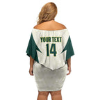 Australia Cricket Custom Off Shoulder Short Dress Go Aussie Test Dynamic White - Aussie Hoodie
