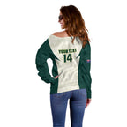 Australia Cricket Custom Off Shoulder Sweater Go Aussie Test Dynamic White - Aussie Hoodie