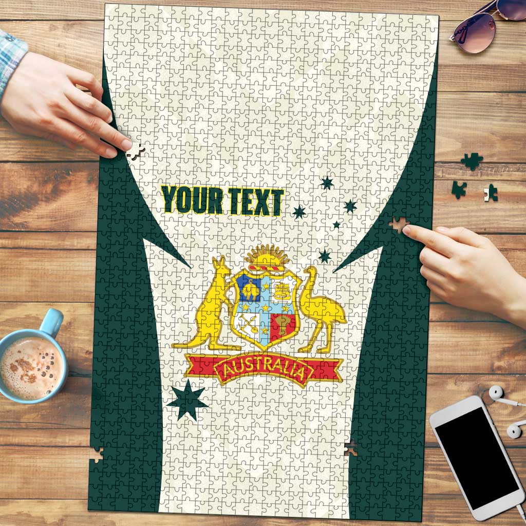 Australia Cricket Custom Puzzle Go Aussie Test Dynamic White - Aussie Hoodie