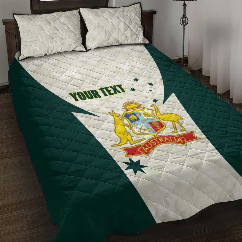 Australia Cricket Custom Quilt Bed Set Go Aussie Test Dynamic White - Aussie Hoodie