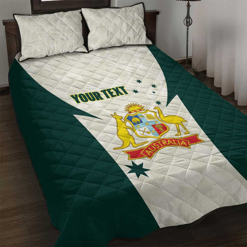 Australia Cricket Custom Quilt Bed Set Go Aussie Test Dynamic White - Aussie Hoodie