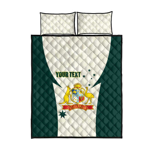 Australia Cricket Custom Quilt Bed Set Go Aussie Test Dynamic White - Aussie Hoodie