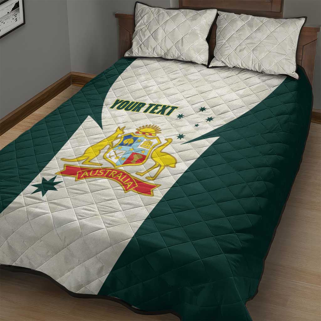 Australia Cricket Custom Quilt Bed Set Go Aussie Test Dynamic White - Aussie Hoodie
