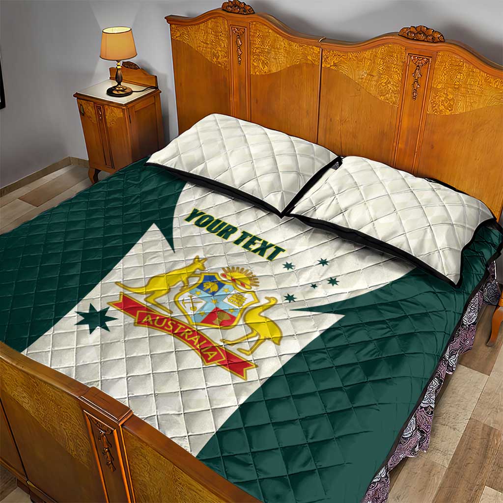 Australia Cricket Custom Quilt Bed Set Go Aussie Test Dynamic White - Aussie Hoodie