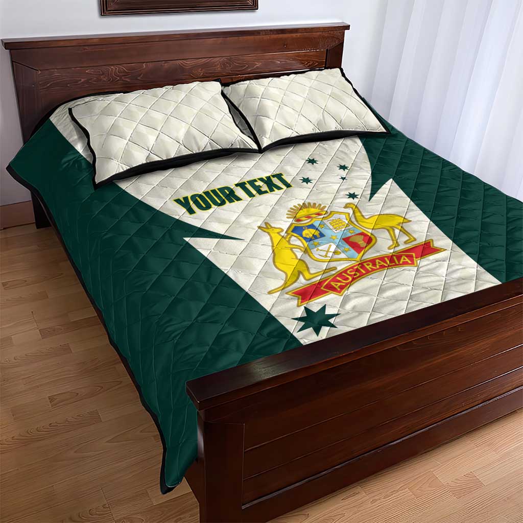 Australia Cricket Custom Quilt Bed Set Go Aussie Test Dynamic White - Aussie Hoodie